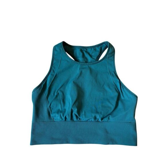Lululemon High Neck Athletic Tank Top Bra Racerback size 10 Teal - Picture 1 of 6